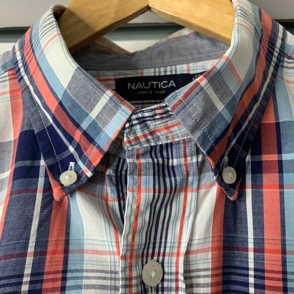 Nautica Men’s Long Sleeve Red & Blue Checked Shirt – Size Large - Picture 6 of 14